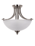 Impex Texas 2 Light Semi Flush Ceiling Light, White Alabaster