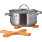 Relaxdays Lot de 2 Dessous de Plat Pliable Bois de Bambou pour Casserole & Poêle Sous Plat Sous Verre 18x14cm Nature