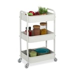 Relaxdays Desserte de Cuisine, 3 Niveaux, Chariot, HLP : 71,5 x 43,5 x 29,5 cm, Salle de Bain, Bureau, Blanc