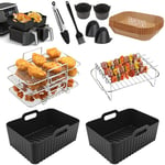 Air Fryer Accessories, 11Set for Ninja AF451UK AF300UK AF400UK Tower T17088 Including Three-Layer Racks & Paper Lining & ramekins etc Dual Air Fryer Accessories, Compatible with Oven, Microwave