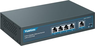 5 Port Gigabit PoE Switch with 4 Port PoE+,802.3af/at 78W Built-in Power,Étendre la Fonction,Metal Fanless Unmanaged