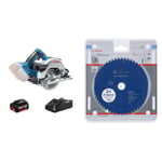 Bosch Professional 18V System scie circulaire sans-fil GKS 18V-57 (avec 1 batterie GBA18V 5.0 Ah, chargeur GAL 18V-40) + 1x Lame de scie circulaire Expert (for Aluminium, 165 x 20 x 1,8 mm, 54 dents)