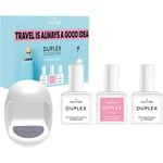 NAILTIME UV-nagellack Färgade UV-nagellck Travel Set Mini-Power LED Light + UV Base Coat 8ml + UV Top Coat 8ml + UV Nagellack 59 Grenadine 8ml