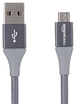 Amazon Basics Câble en nylon à double tressage USB-A 2.0 vers Micro USB, 3 m, Gris foncé