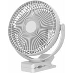 Ventilateur à Clip à Piles 10000 mAh 20CM, Ventilateur usb portable, 4 Vitesses, débit d'air puissant, Pince Robuste pour Bureau Personnel, Voiture