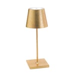 Zafferano, Lampe Poldina Pro Mini avec Feuille d'Or, Lampe de Table Rechargeable et Sans Fil avec Contrôle Tactile, Utilisable comme Lampe d'Intérieur, Dimmer 2200-3000 K, Hauteur 30 cm