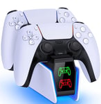 HELLCOOL PS5 Controller Charging Station - PS5 Controller Charger with 2-3 Hours Fast Charging/Cool RGB Light for Playstation 5 Controller - PS5 Charging Dock PS5 Charger for Dualsense/Edge Controller