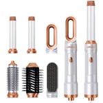 Coiffeur 6 en 1, UKLISS Sèche-cheveux à Brosse Ronde avec 6 Accessoires: 1000W Sèche-cheveux Brosse 200 Millions lonen Airflow Fer à Friser Automatique, Brosse à Air Chaud pour Boucler, Volume