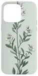 iPhone 15 Pro Max Leaves Botanical Plant Line Art Sage Green Wildflower Floral Case