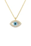 Evil Eye Elliptical Mother Of Pearl Necklace Gold