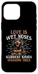 Coque pour iPhone 16 Pro Max Teckel blaireau wiener saucisse chien Love is wet nezes