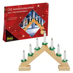 Idena 8582092 - Bougeoir de l'Avent LED en bois de couleur naturelle avec 7 bougies LED blanc chaud, fonctionnement à piles, dimensions env. 40 x 30 cm, décoration pour Noël, Avent