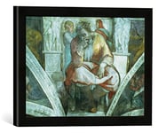 Kunst für Alle 'Encadré Image de Michelangelo Buonarroti Sistine Chapel Ceiling : The Prophet Jeremiah, Impression d'art dans Le Cadre de Haute qualité Photos Fait Main, 40 x 30 cm, Noir Mat