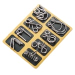 8PCS/Set IQ Metal Pussel Hjärngympa Intelligens Lösning Ring Montessori Pussel för Barn Vuxna Anti-Stress Fidget Leksak