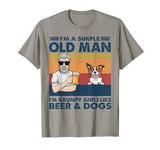 Vintage Grumpy Grandpa Like Beer And Red Border Collie Dogs T-Shirt