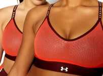 New Womens Armour Infinity Mid Sports Bra Radio Red Size L UK 14 RRP£30