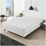 Les Tendances - deko dream Hyvyys Ensemble Matelas ressorts + Sommier tapissier 140 x 190 cm - Confort équilibré - Epaisseur 23 cm - Galon gris