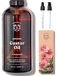 Bionoble Organic Castor Oil 100ml - 100% Pure, Natural, Cold Pressed - Lashes, Eyebrows, Body, Hair, Beard, Nails - Vegan, Cruelty Free - Glass Bottle + Pipette + Pump