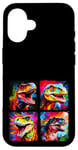 Coque pour iPhone 16 Dinosaure T Rex Pop Art Dessin Coloré Peinture