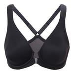 DELIMIRA Soutien Gorge Fermeture Devant Grande Taille avec Armature Decollete Plongeant Dos Nageur Non Rembourré Noir 105C