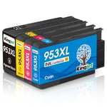 KINGJET 953XL Ink Cartridges Multipack New Chip for HP 953 953XL Ink Cartridges for HP OfficeJet Pro 7720 7740 8710 8218 8715 8718 8719 8720 8725 8728 8730 8740 7730 8210 (Black Cyan Magenta Yellow)