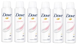 NEW 6 x Dove Powder Deodorant Anti-Perspirant 150ml Spray 0% ALCOHOL Free P&P UK