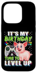 Coque pour iPhone 14 Pro It's My Birthday Pig Time to Level Up Jeu vidéo