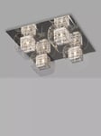 Impex Avignon Glass Cube Flush Ceiling Light, Chrome