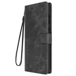 Case for Samsung Galaxy A05 Brushed Faux Leather Wrist Strap Black