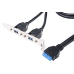 Câble USB RS PRO, 2 ports USB A femelles montables vers Connecteur femelle 20 broches, Noir, 900mm ( Prix pour 1 )