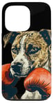 Coque pour iPhone 13 Pro Costume de chien de boxe cool pour les fans d'animaux et de gants de combat