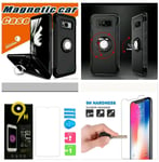 Iphone X Car Holder Magnetic Bracket Ring Strong Case+ Glass Screen Protector