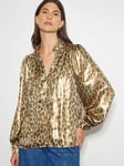 Monsoon Lena Leopard Blouse, Gold/Multi