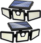 FLOWood Lampe Solaire Exterieur, 118 LED Detécteur de Mouvement, IP65 Étanche pour Jardin, Entrée, Terrasse 2 Pack