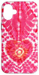 Coque pour iPhone 16 Plus Style Tie Dye Rose Amour Méditation Zen Motif Cœur Boho