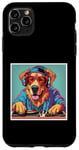 iPhone 11 Pro Max Golden Dog Music DJ Turntables Mixing Vinyl Records Graphic Case