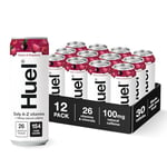 Huel Daily A-Z Vitamins | Cherry & Raspberry Sparkling Multivitamin Energy Drink | Made with Real Fruit | Low Calorie | Caffeine Boost (12x 330ml Cans)