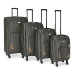 Bravich 4 Piece Luggage Set, Grey & Beige. Lightweight Soft Shell Suitcase Set with 360 Wheels & Combination Lock, for Carry On Luggage, Hand Luggage & Check in Luggage - 20" + 26" + 29" + 32"