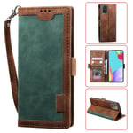 Yhteensopiva Samsung Galaxy A52 5g/4g Retro Case Premium Pu -nahkakuoren kanssa korttipidikkeen rannehihnalla