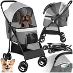 tectake® Poussette canne pour chien & chat avec Coussin amovible Poussette pliable avec tissu imperméable jusqu'à 12 kg Chariot pour chien Poussette chat Chariot pliant pour transport chat