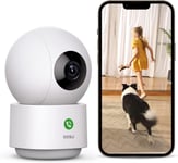 AOSU 2K QHD Pet Camera with Motion Tracking, Indoor Camera for Dog/Cat Work wit