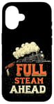 iPhone 16 Cool Railroad with Full Steam Ahead Saying Costume Case