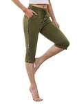 Gyabnw Pantalon Sport Femme 3/4 Pantacourt Jogging Été Grande Taille Capri Respirant pour Course Fitness Yoga