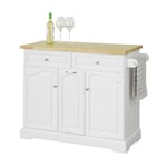 Desserte Roulante Meuble de Rangement à roulettes Chariot de Service Buffet Commode Bahut en Bois avec 2 Tiroirs et 3 Portes Sobuy FKW100-WN