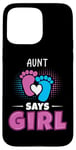 Coque pour iPhone 15 Pro Max Aunt Says Girl Tenue de révélation du sexe pour bébé