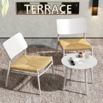 Ensemble table et chaise, salon de jardin, table et chaises pour 2 personnes, jardin, balcons et cours, blanc