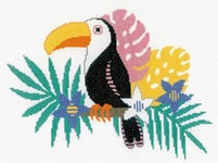 VERVACO Point De Croix Compté Kit Tableau Complet Set Toucan De Broderie Loisir Créatif Maison Decoration Cadeau DIY ca. 29 x 22 cm Counted Cross Stitch Embroidery, Cotton, Multicolore