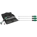 Wera 8100 SB 6 Zyklop Speed 3/8" Multifunction Ratchet & Socket Set, Metric, 29pc, 05004046001 & 335/350/355/3 Kraftform Plus Extra-Long Screwdriver Set, PH/PZ/SL, 3pc, 05347735002