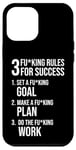 iPhone 12 Pro Max 3 Rules For Success - Gym, Hustle, Grind, Work Motivational Case