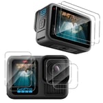 Haofun [6 pièces] Protecteur d'écran pour GoPro Hero 13 Black, 2 × Protecteur d'écran en Verre trempé Ultra Transparent + 2 × Protecteur d'objectif en Verre trempé + 2 × Petit Film d'écran